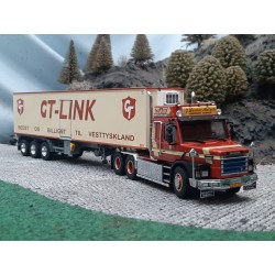 Tekno Scania Torpedo 142 sleepas trekker Werner Nielsen met 3-assige koeloplegger
