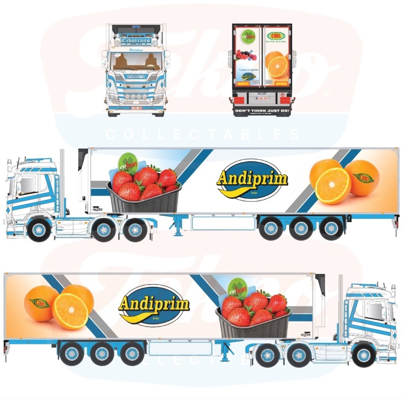 Tekno Scania NGS R530 normal cab 6x2 Cibatrans met Andiprim koeloplegger